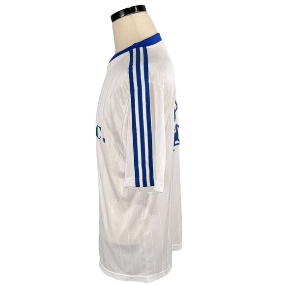 Vintage Adidas Erie FC Soccer Jersey #22 White Blue Striped Short Sleeve XL USA - Picture 3 of 9